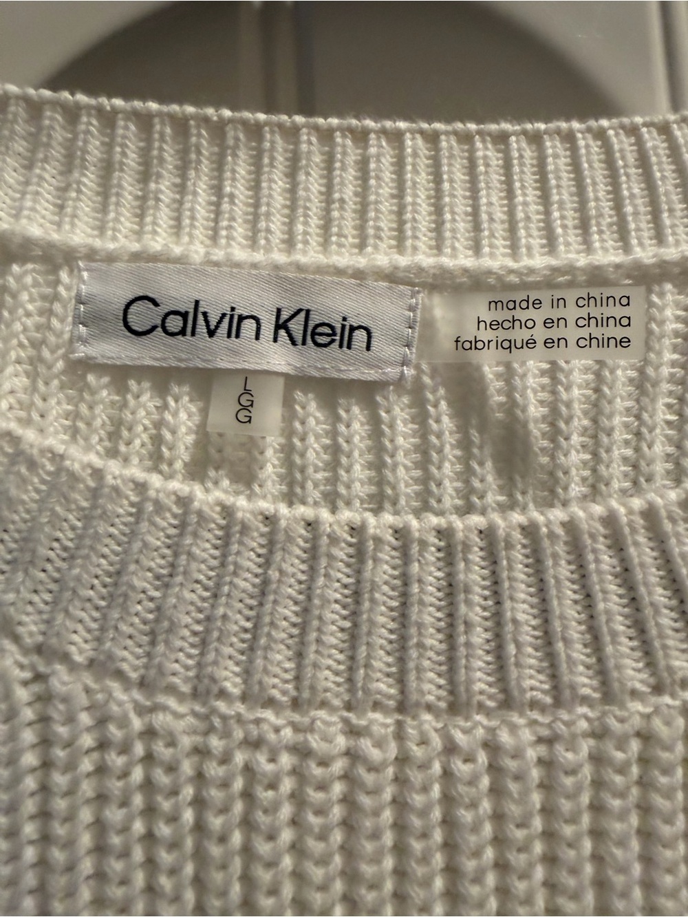 Calvin Klein Cream Ribbed Crewneck Sweater
